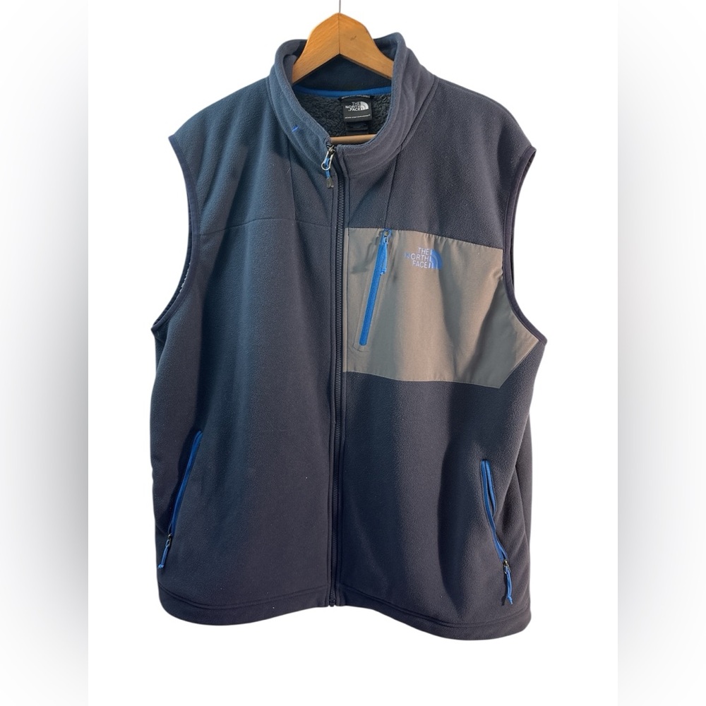 The North Face Horizon Vest Navy Gray Fleece interior Pockets XXL PNW Hiking